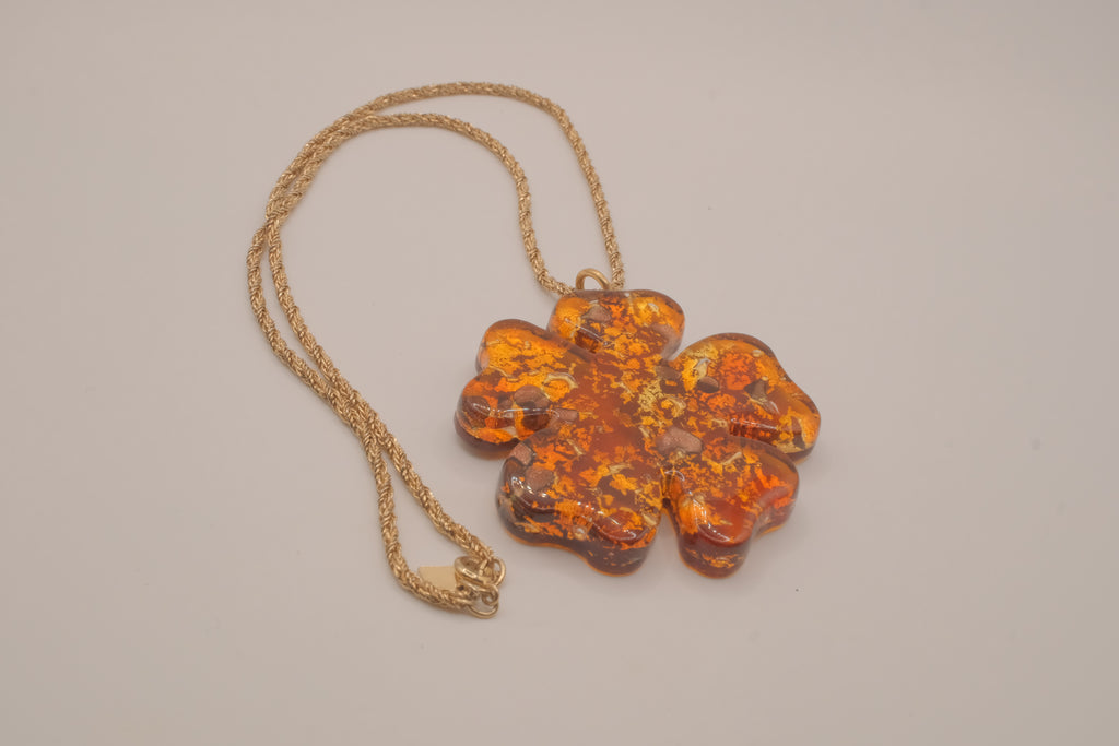Vintage four-leaf clover pendant on Sarah Cov chain