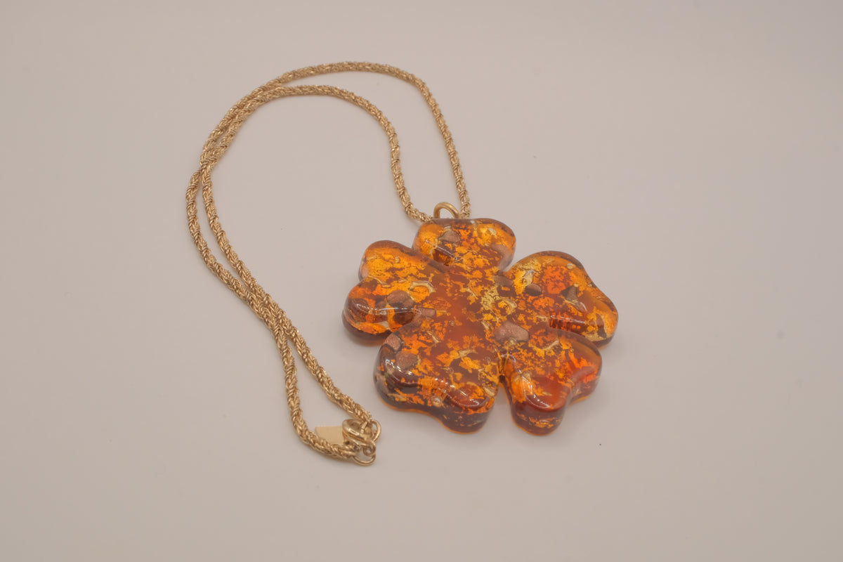 Vintage four-leaf clover pendant on Sarah Cov chain