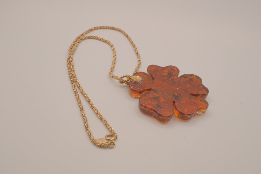 Vintage four-leaf clover pendant on Sarah Cov chain