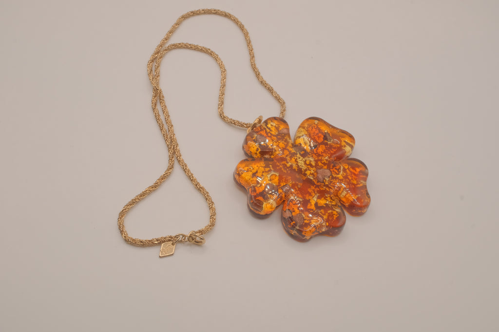 Vintage four-leaf clover pendant on Sarah Cov chain