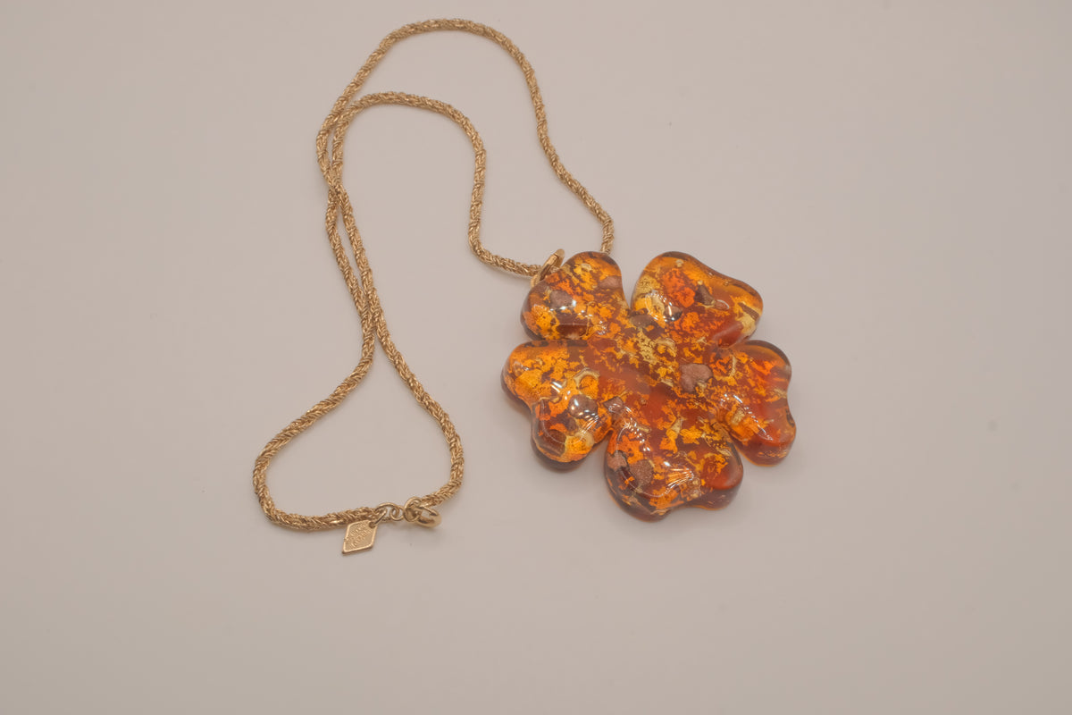 Vintage four-leaf clover pendant on Sarah Cov chain