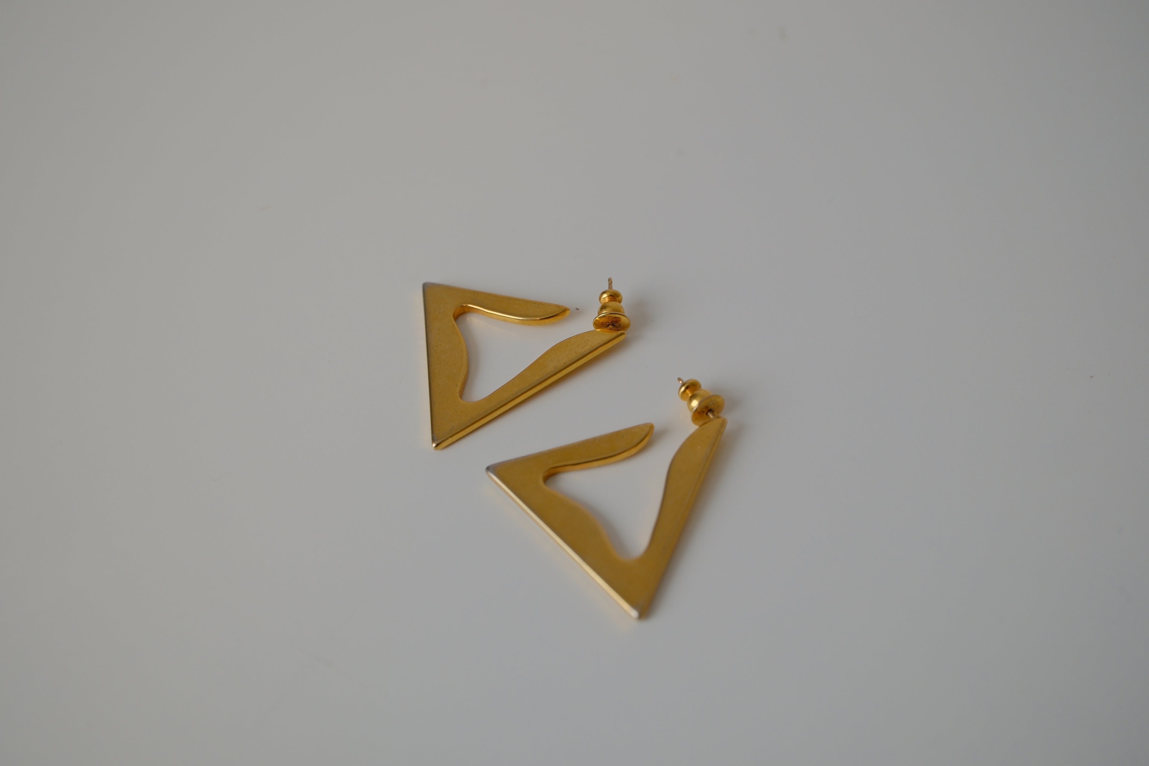 Vintage Gold tone triangle hoop earrings&nbsp;
