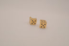 Vintage gold dice stud earrings
