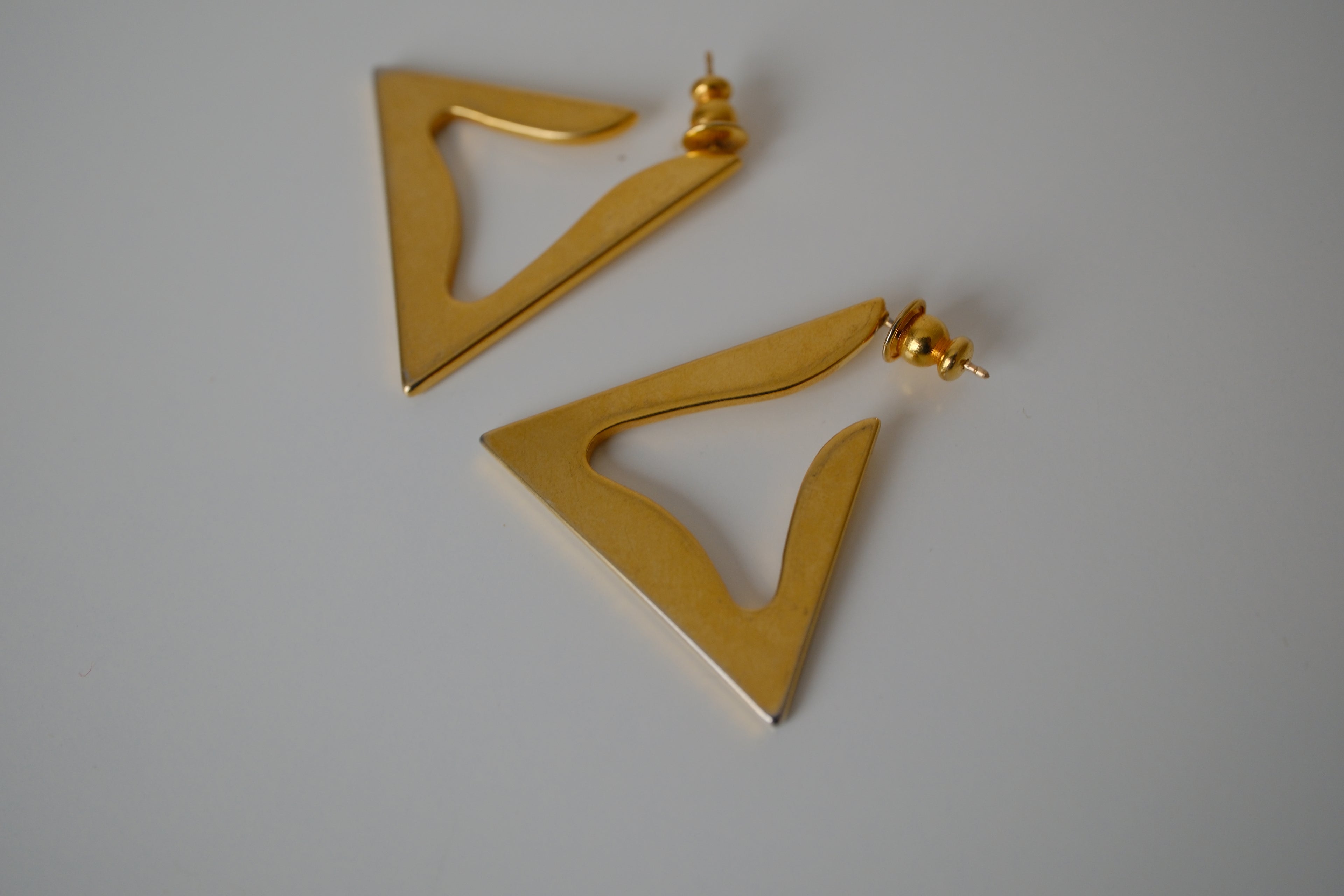 Vintage Gold tone triangle hoop earrings&nbsp;