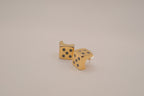 Vintage gold dice stud earrings