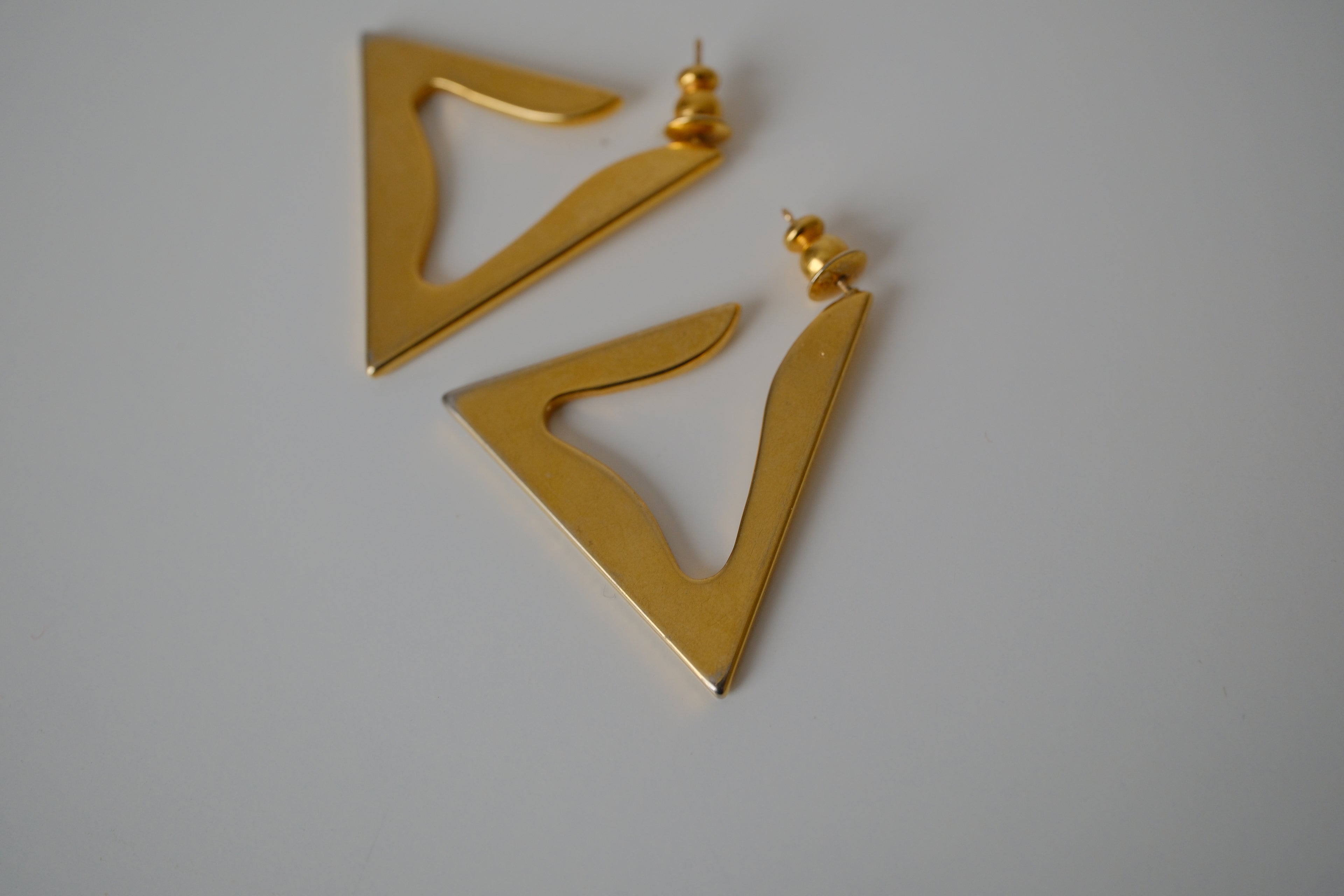 Vintage Gold tone triangle hoop earrings&nbsp;