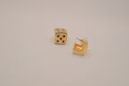 Vintage gold dice stud earrings