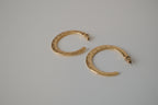 Vintage hammered gold C-hoop earrings