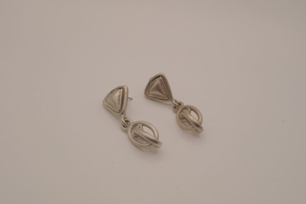 Vintage silver-tone abstract dangle earrings