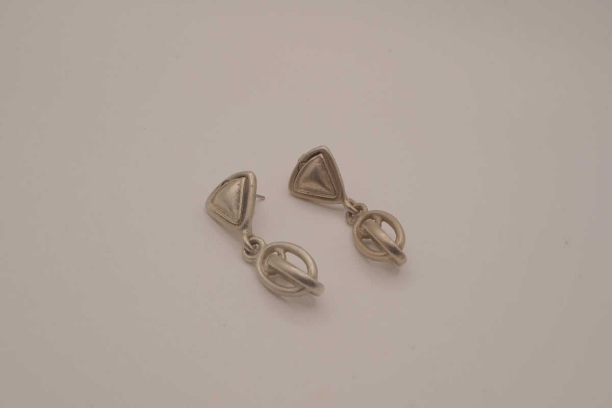 Vintage silver-tone abstract dangle earrings