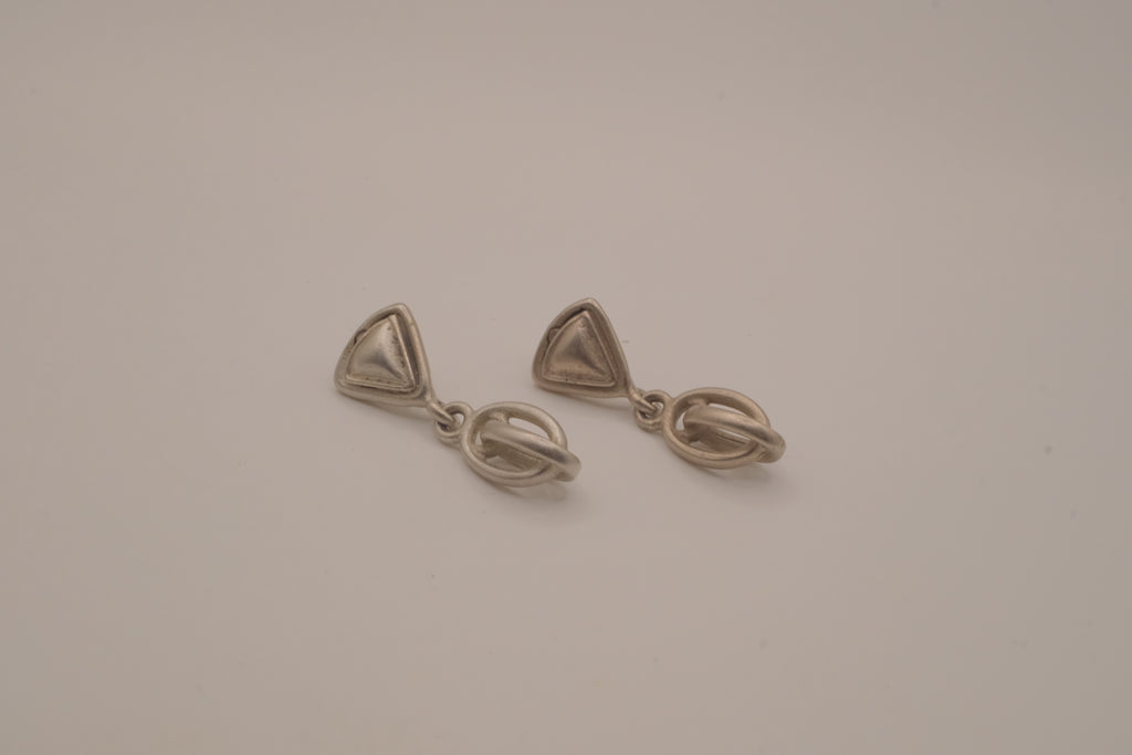 Vintage silver-tone abstract dangle earrings