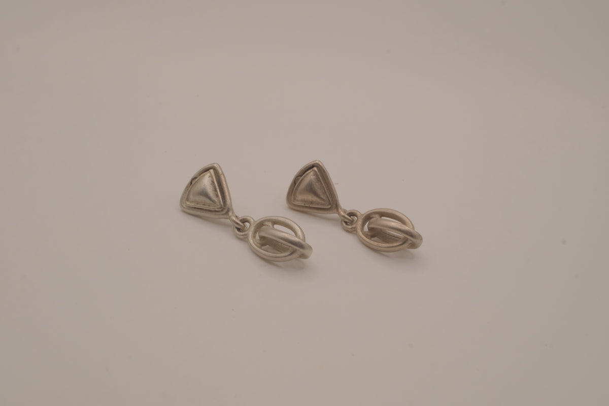Vintage silver-tone abstract dangle earrings