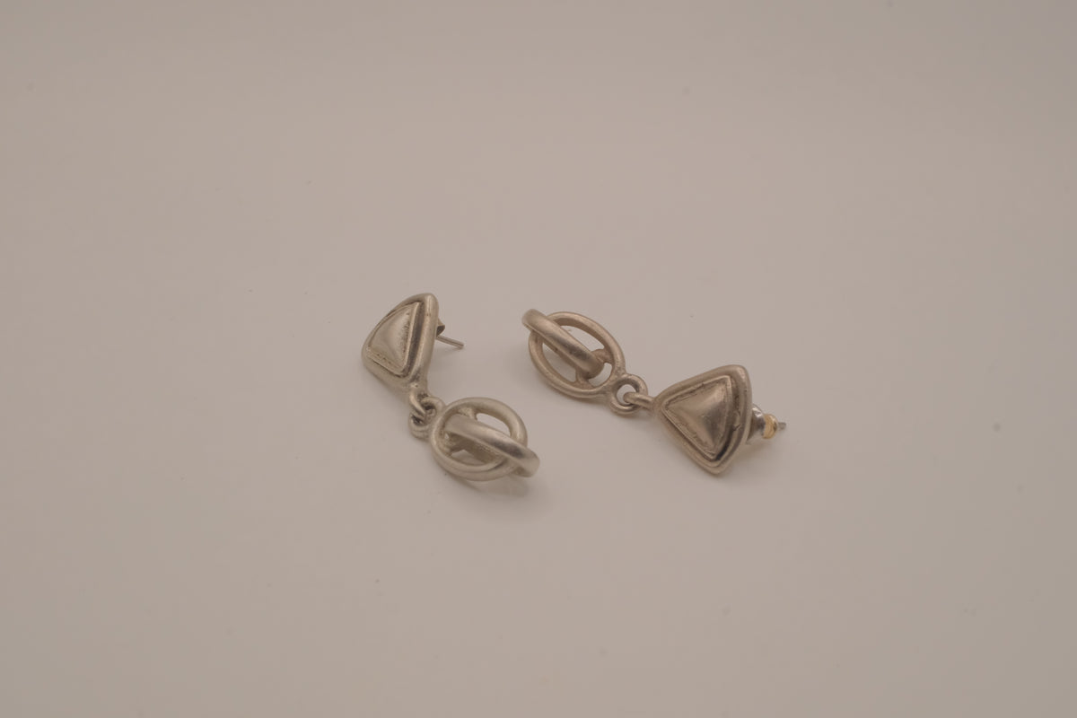 Vintage silver-tone abstract dangle earrings