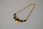 Gold tone Black enamel necklace