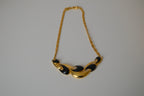 Gold tone Black enamel necklace