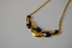 Gold tone Black enamel necklace