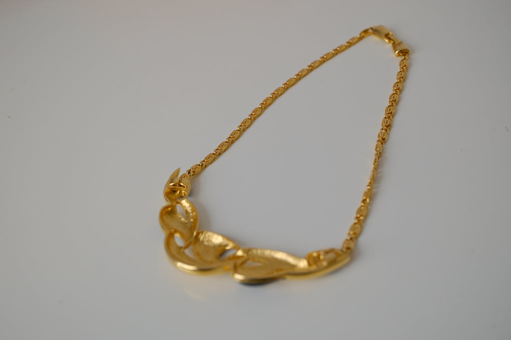 Gold tone Black enamel necklace