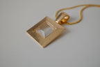 Vintage Rectagular clear crystal pendant necklace