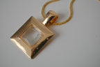 Vintage Rectagular clear crystal pendant necklace