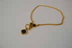 Vintage Black Cabochon stones gold-tone necklace