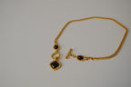 Vintage Black Cabochon stones gold-tone necklace