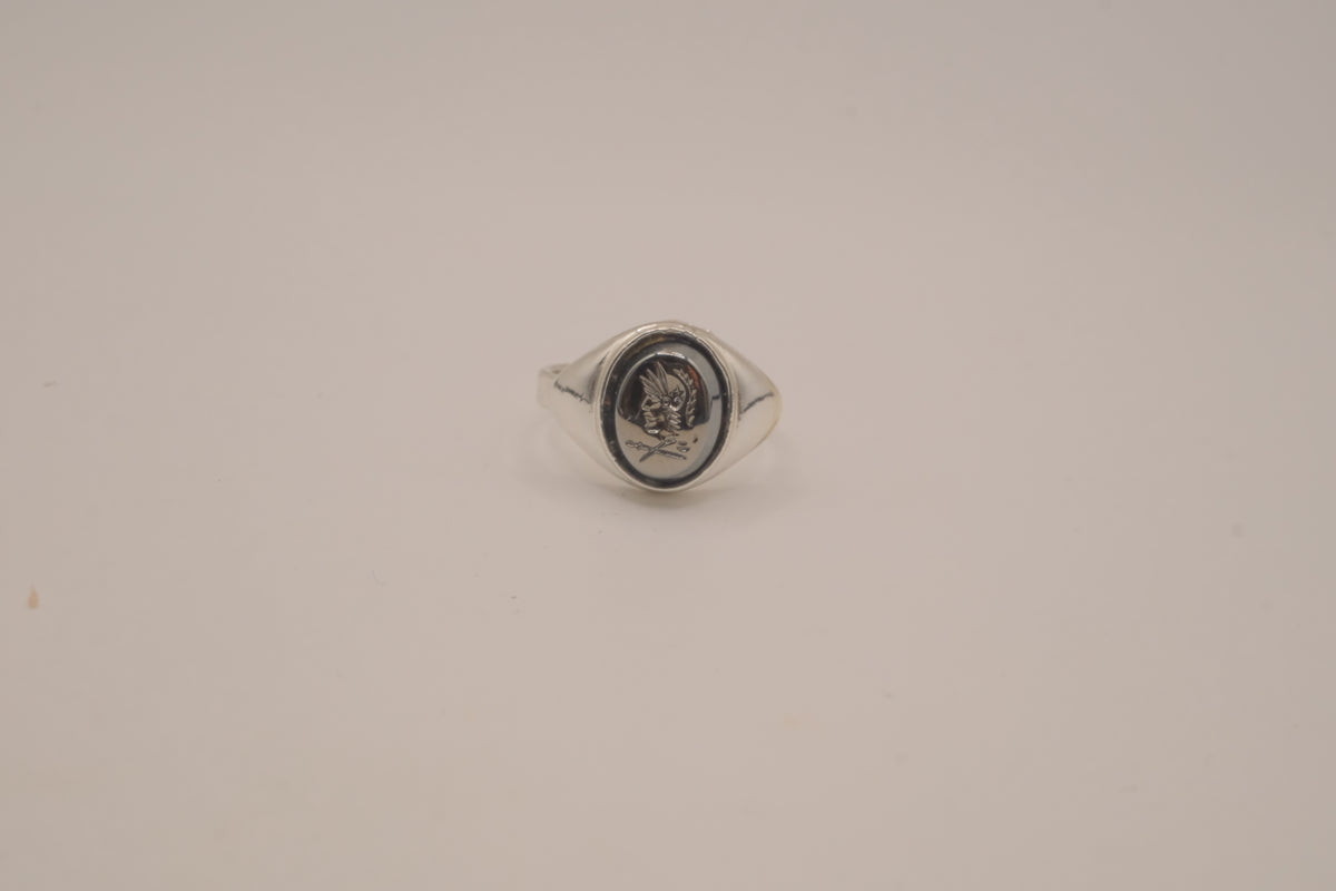 Vintage hematite intaglio signet ring&nbsp;