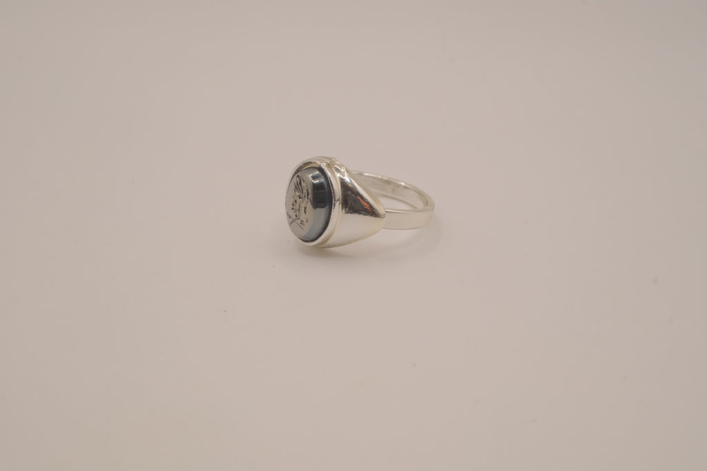 Vintage hematite intaglio signet ring&nbsp;