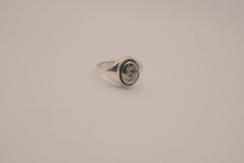 Vintage hematite intaglio signet ring&nbsp;