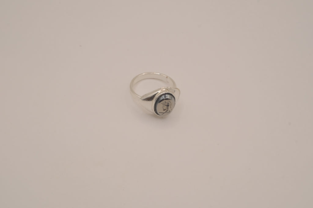 Vintage hematite intaglio signet ring&nbsp;