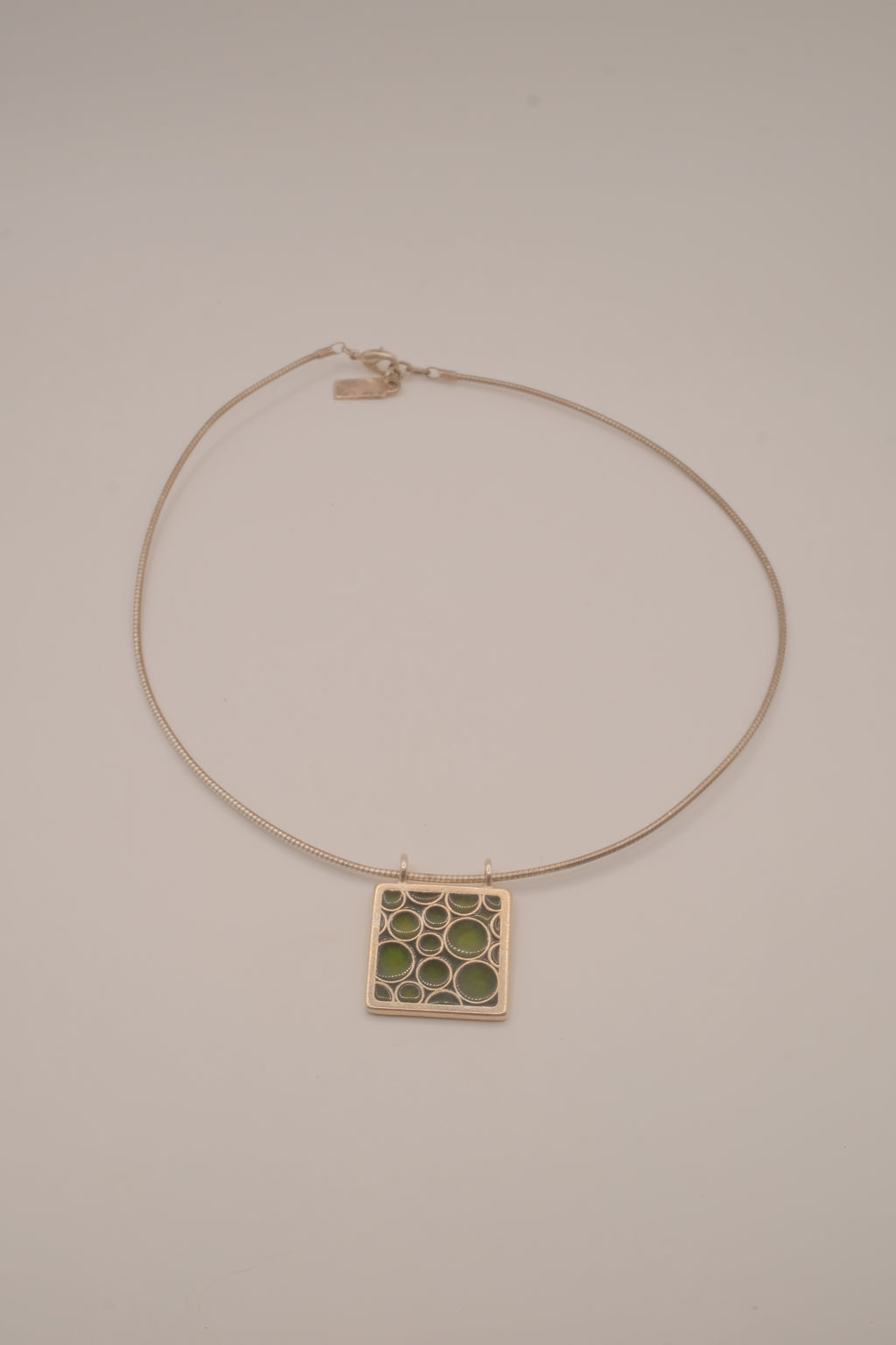 Modernist Green and Blue enamel pendant collar necklace