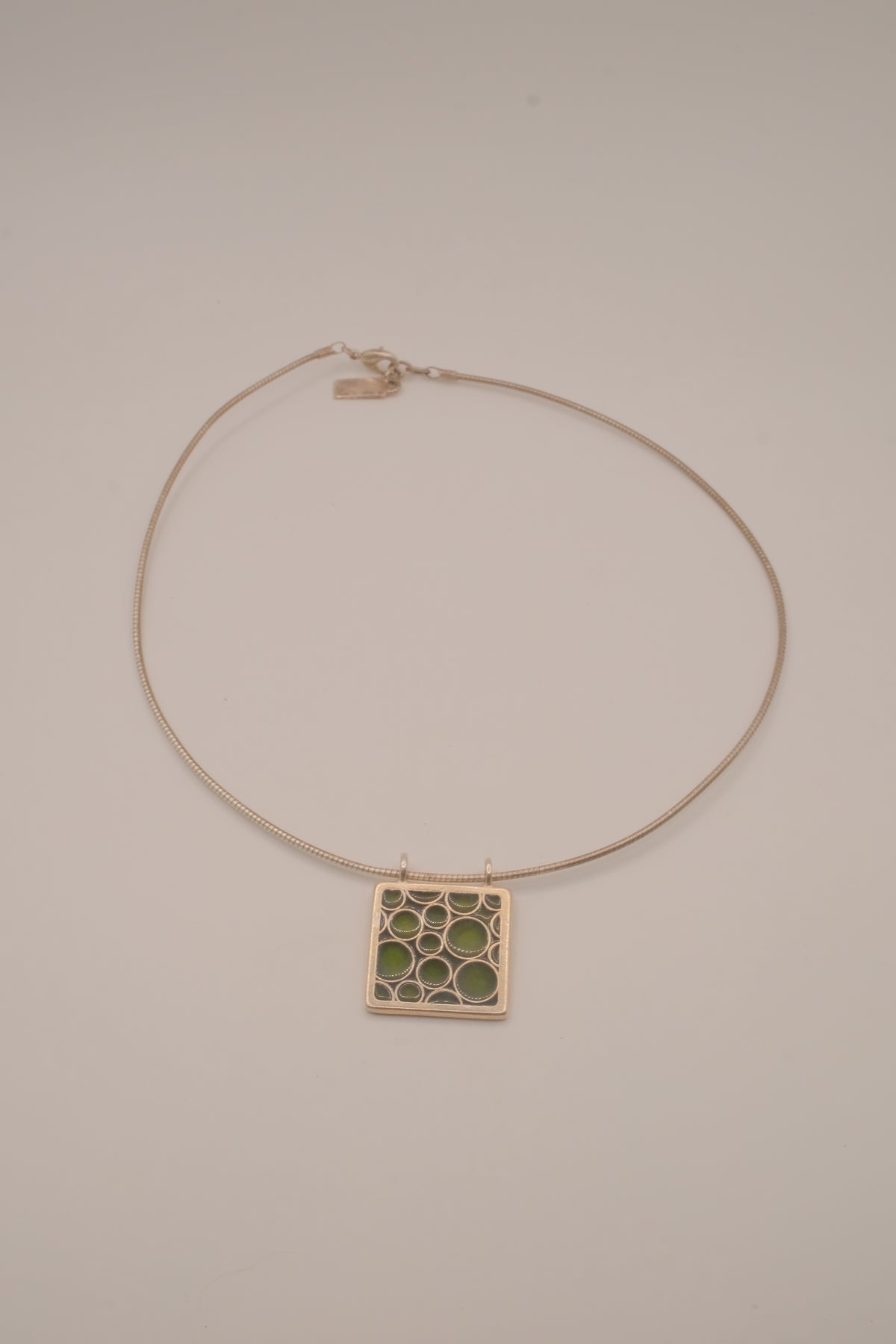 Modernist Green and Blue enamel pendant collar necklace