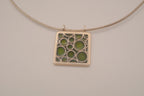 Modernist Green and Blue enamel pendant collar necklace