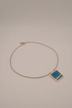 Modernist Green and Blue enamel pendant collar necklace