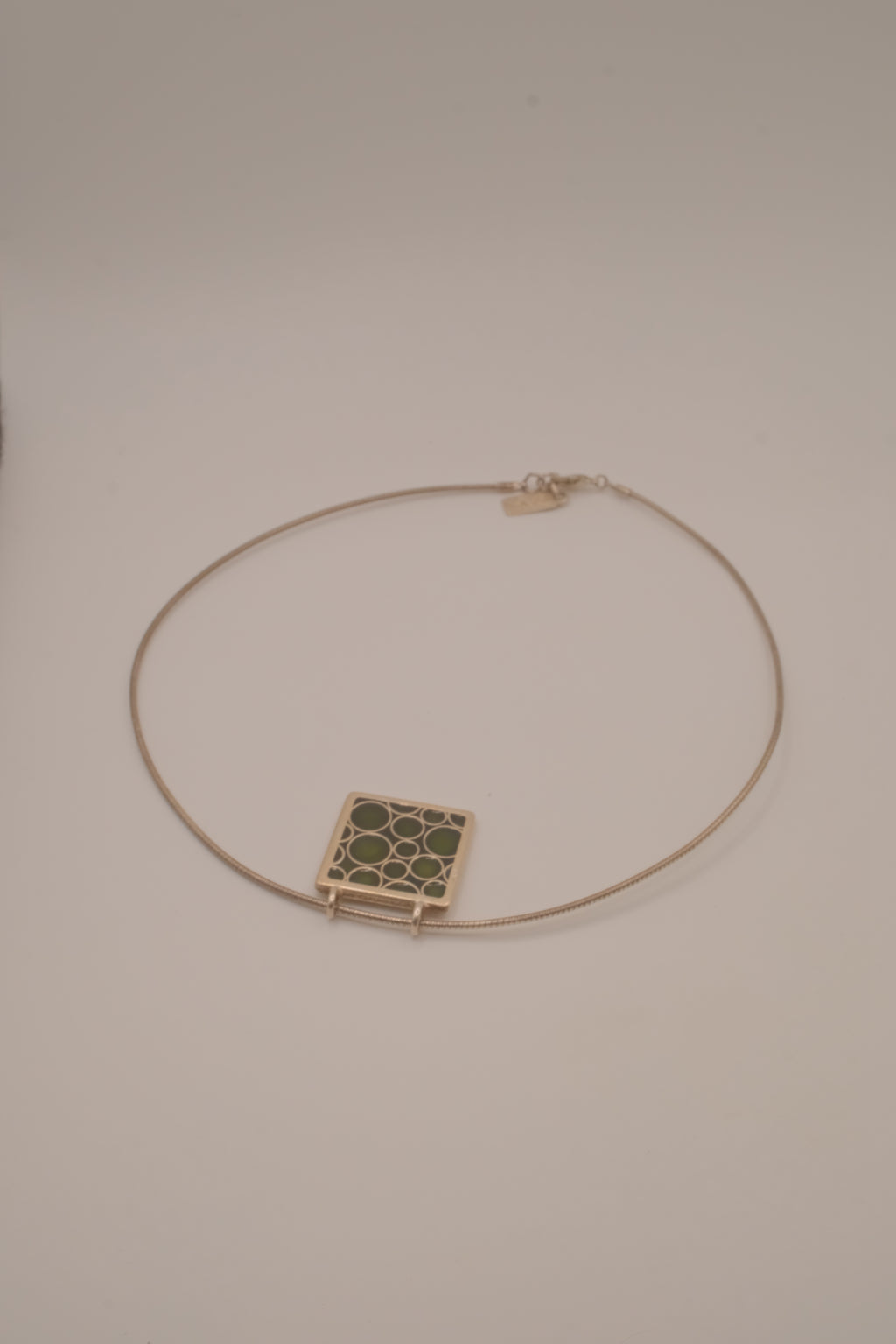 Modernist Green and Blue enamel pendant collar necklace
