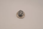 Vintage neoclassical hematite glass cameo brooch