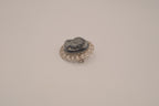 Vintage neoclassical hematite glass cameo brooch