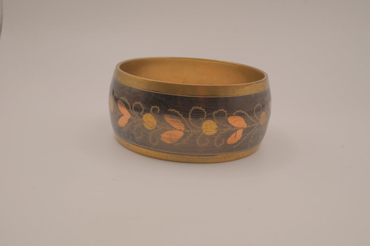 Vintage handmade mixed-metal brass bangle bracelet