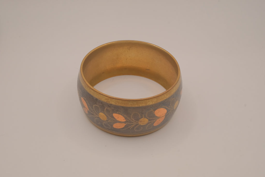 Vintage handmade mixed-metal brass bangle bracelet