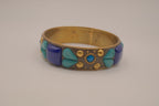 Vintage Blue and Turquoise brass bangle bracelet