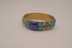 Vintage Blue and Turquoise brass bangle bracelet