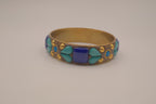 Vintage Blue and Turquoise brass bangle bracelet