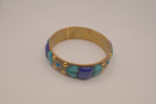 Vintage Blue and Turquoise brass bangle bracelet