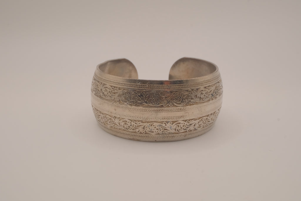Vintage Tibetan-style silver cuff bracelet