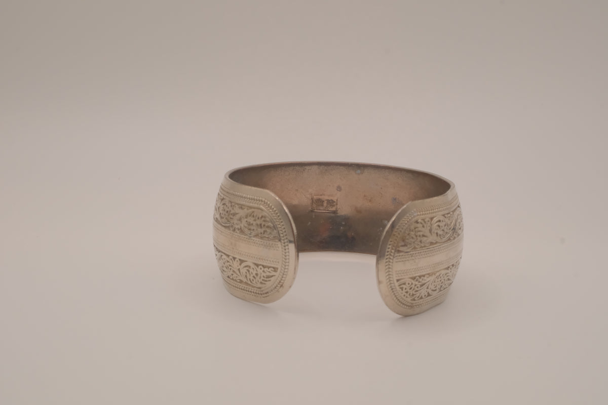 Vintage Tibetan-style silver cuff bracelet