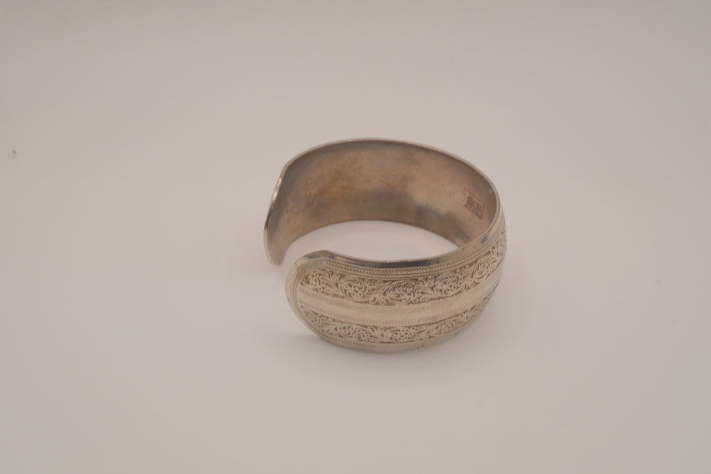 Vintage Tibetan-style silver cuff bracelet