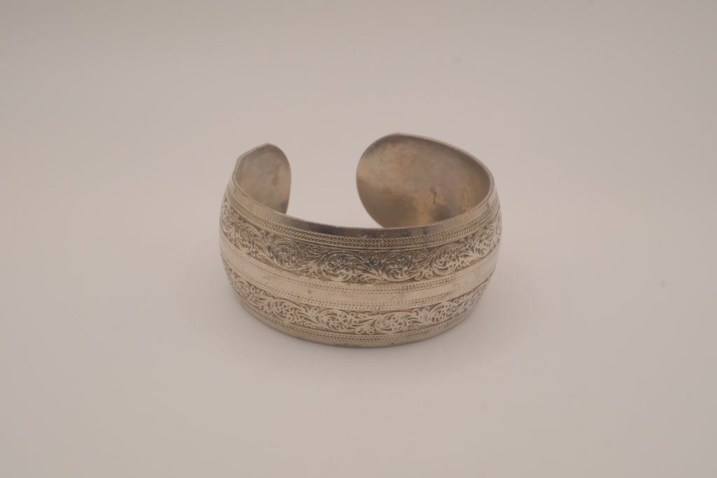 Vintage Tibetan-style silver cuff bracelet