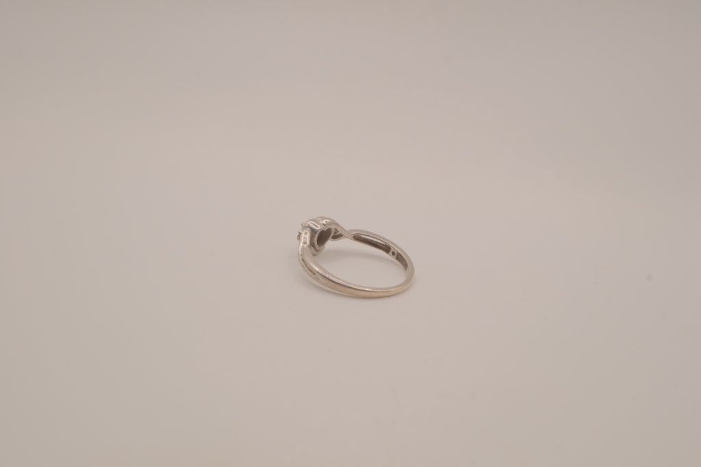 Vintage Sterling silver diamond heart promise ring