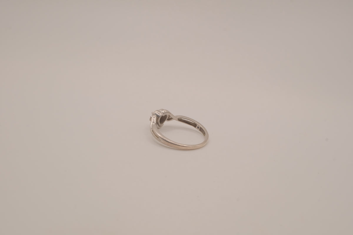 Vintage Sterling silver diamond heart promise ring
