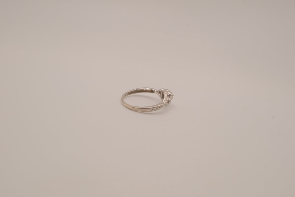 Vintage Sterling silver diamond heart promise ring