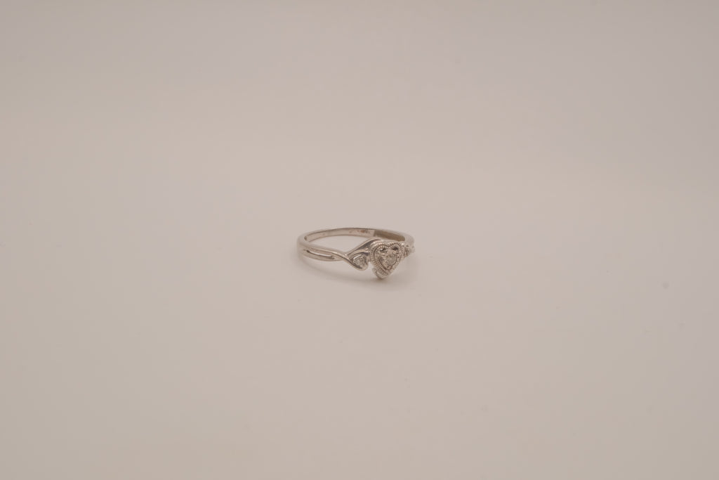 Vintage Sterling silver diamond heart promise ring